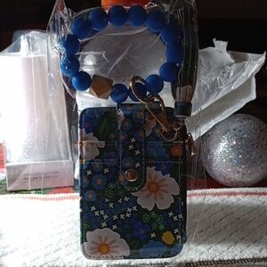 Floral Blue Key & Card Holder